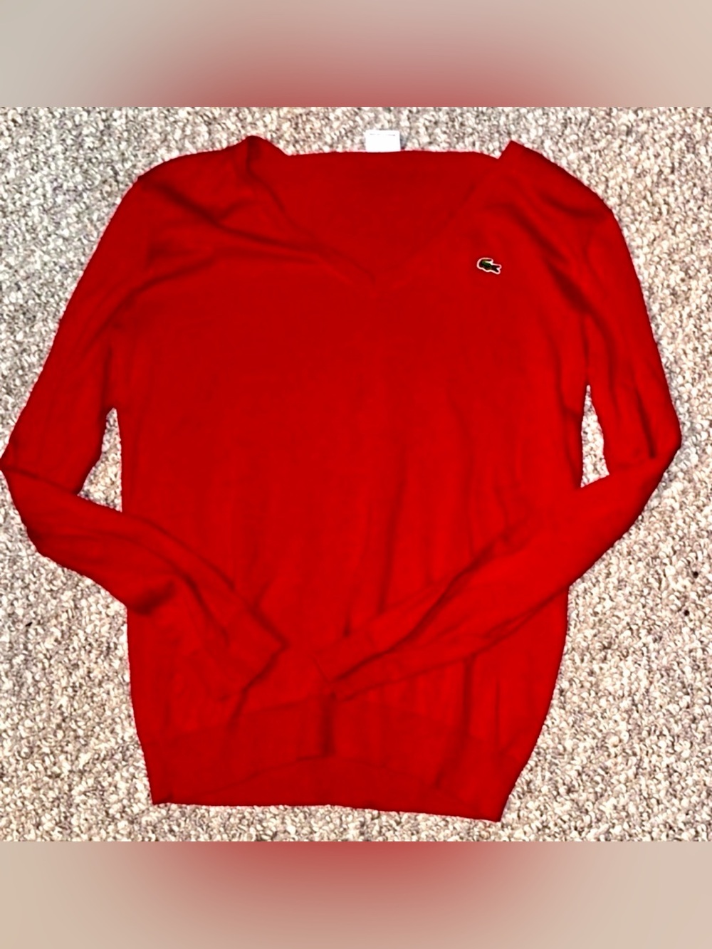 vintage Lacoste red V-neck knit sweater size Small/6